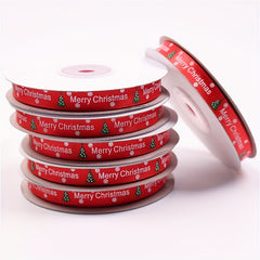 Christmas Gift Wrapping Silk Ribbon Christmas Tree Pattern Red Ribbon