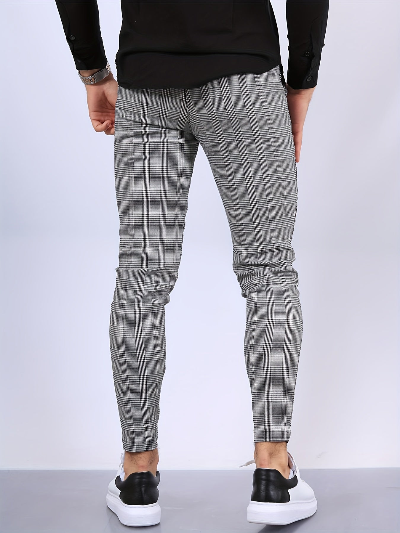 Men's Plaid Stretch Dress Pants Vintage Style for Party Banquet