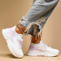 Women's Purple Chunky Sneakers Lightweight Slip On Sock Sneakers
