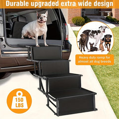 Dog Ramp Car Stairs Aluminum Frame 4 Steps Portable Lightweight Pet Stairs