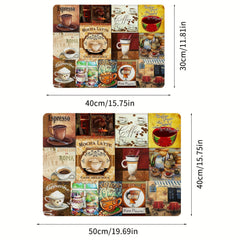 Coffee Printed Dish Drying Mat Soft Rubber Non Slip Absorbent Wear resistant