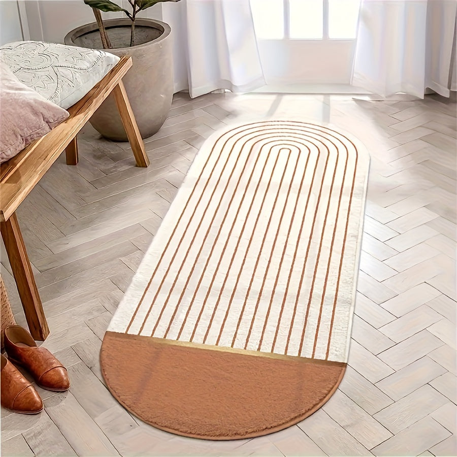 Striped Print Rug Hand Washable Mat Household Decorative Lovely Warm Carpet