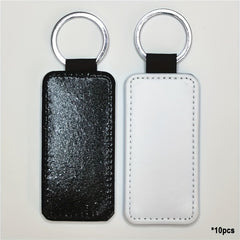 10pcs Sublimation Keychain PU Leather Heat Transfer Keyring Rectangle