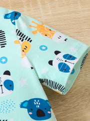 Boys Animal Print T-shirt & Shorts Set Summer Outfit