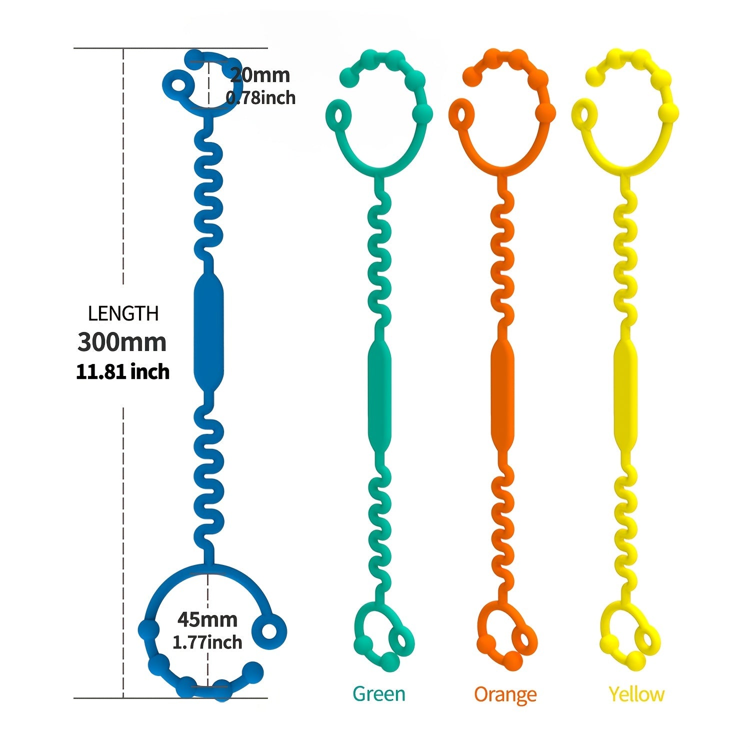 Adjustable Baby Toy Safety Straps - BPA-Free - 3pcs