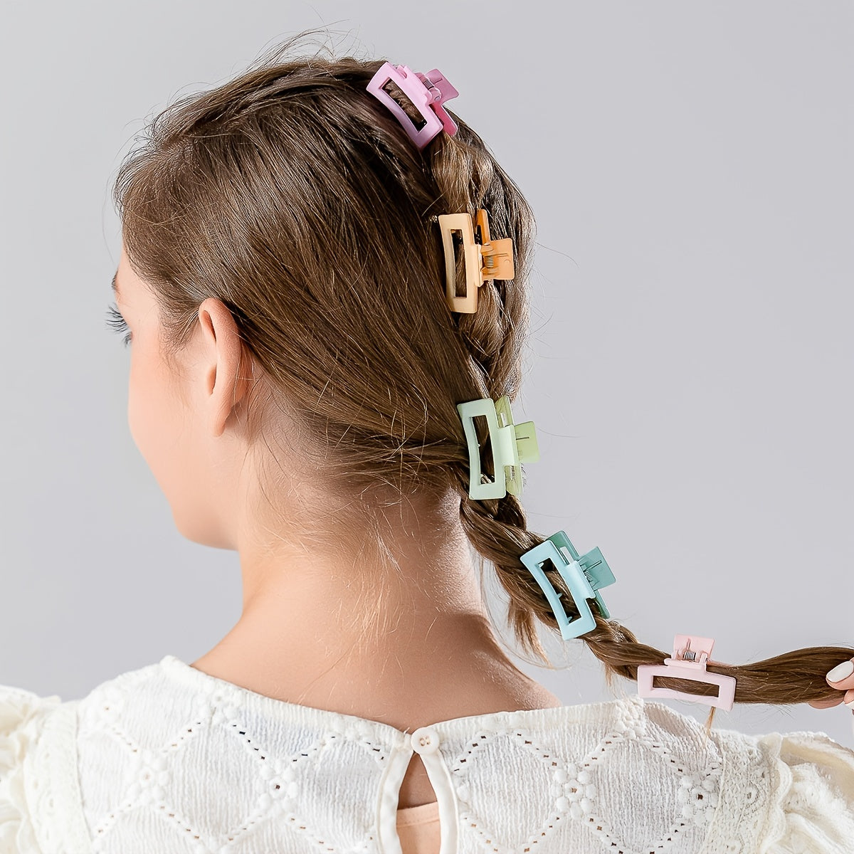 6pcs Matte Hair Clips for Thick Hair, Non-slip Rectangular Jaw Clips