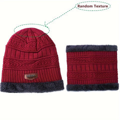 Velvet Winter Beanie Hat & Scarf Set for Men & Women