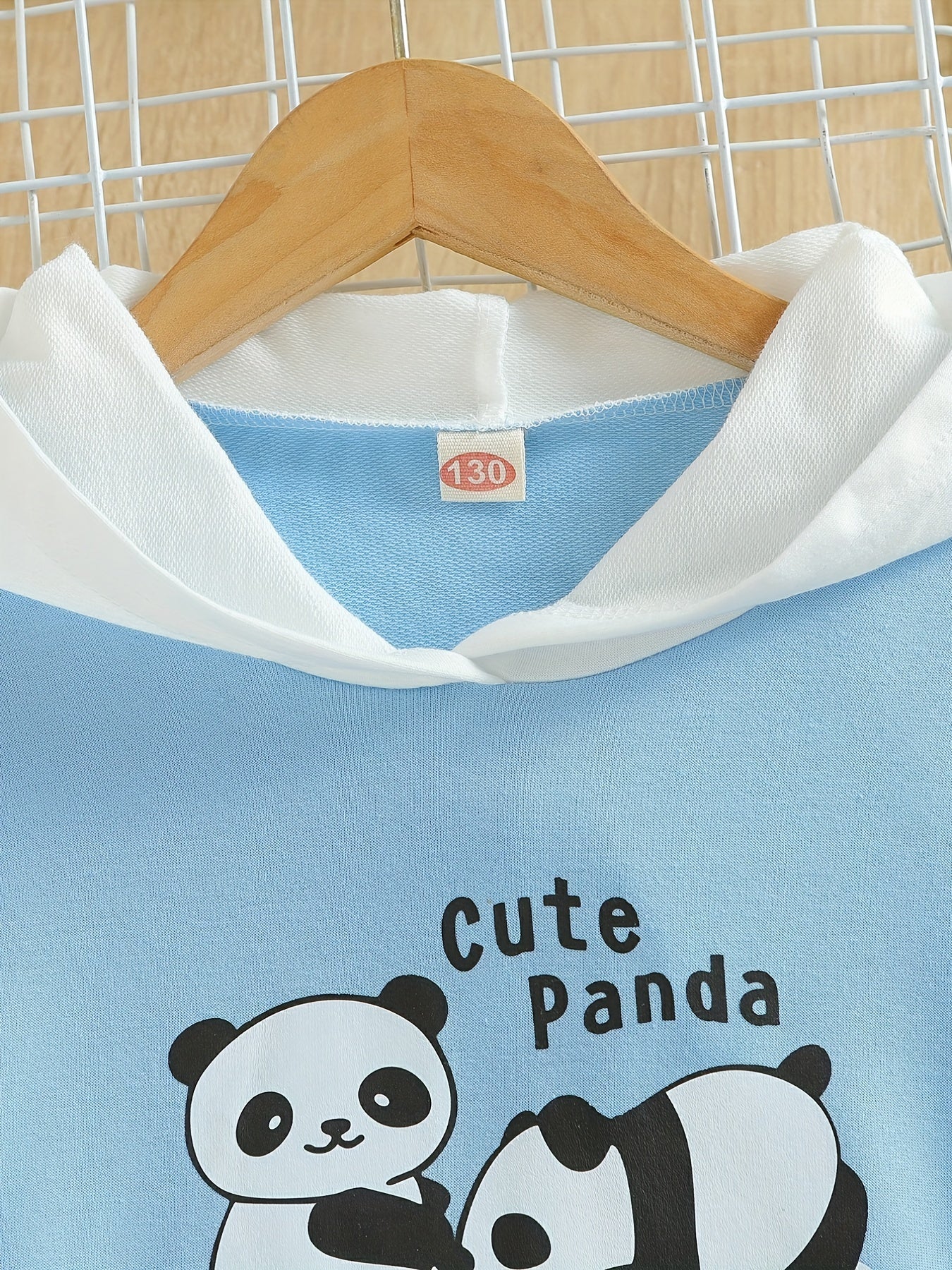Girl's PANDA Print 2pc Hoodie & Sweatpants Set for Spring/Fall