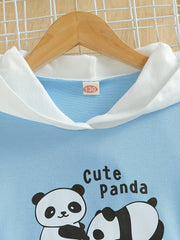 Girl's PANDA Print 2pc Hoodie & Sweatpants Set for Spring/Fall