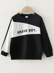 Baby Boys Pullover Sweatshirt BRAVE BOY Letter Print Casual Long Sleeve