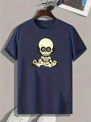 Skeleton Cartoon Print Men's Graphic T shirt for Summer