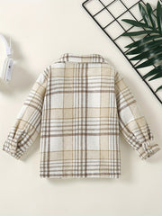 Toddler Baby Plaid Flannel Long Sleeve Button Down Shacket Coat