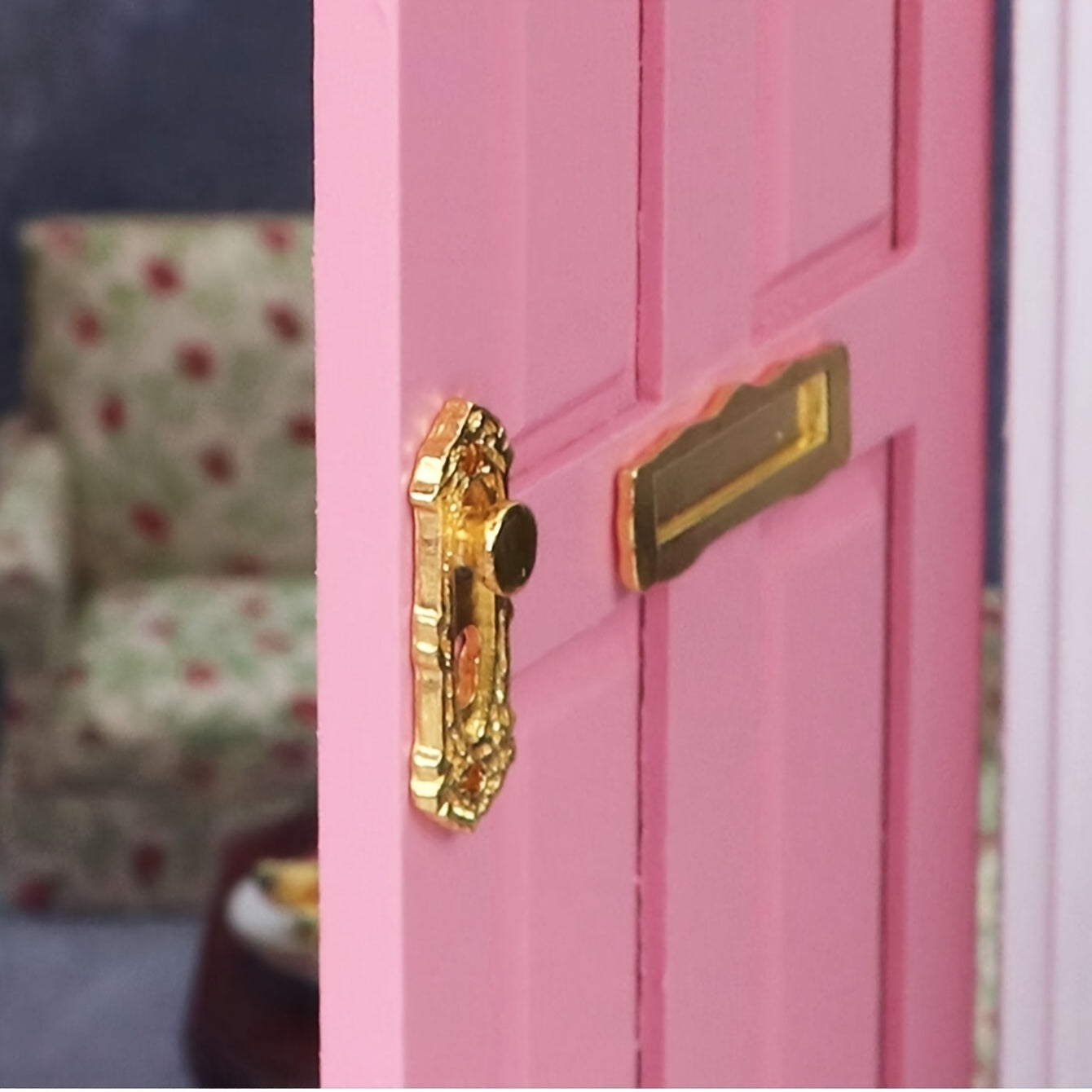 Dollhouse Metal Door Accessories 1:12 Scale Lock, Key, Knob, Newspaper Slot