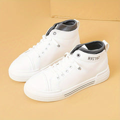 Women's Letter Pattern High Top Lace-up Board Shoes Outdoor Flats