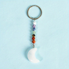 Natural Crystal Chakra Keychain Reiki Healing Gemstone Yoga Key Chain