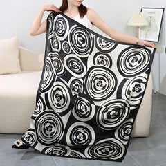 Boho Circle Flower Square Scarf Shawl Black Wrap Bandana