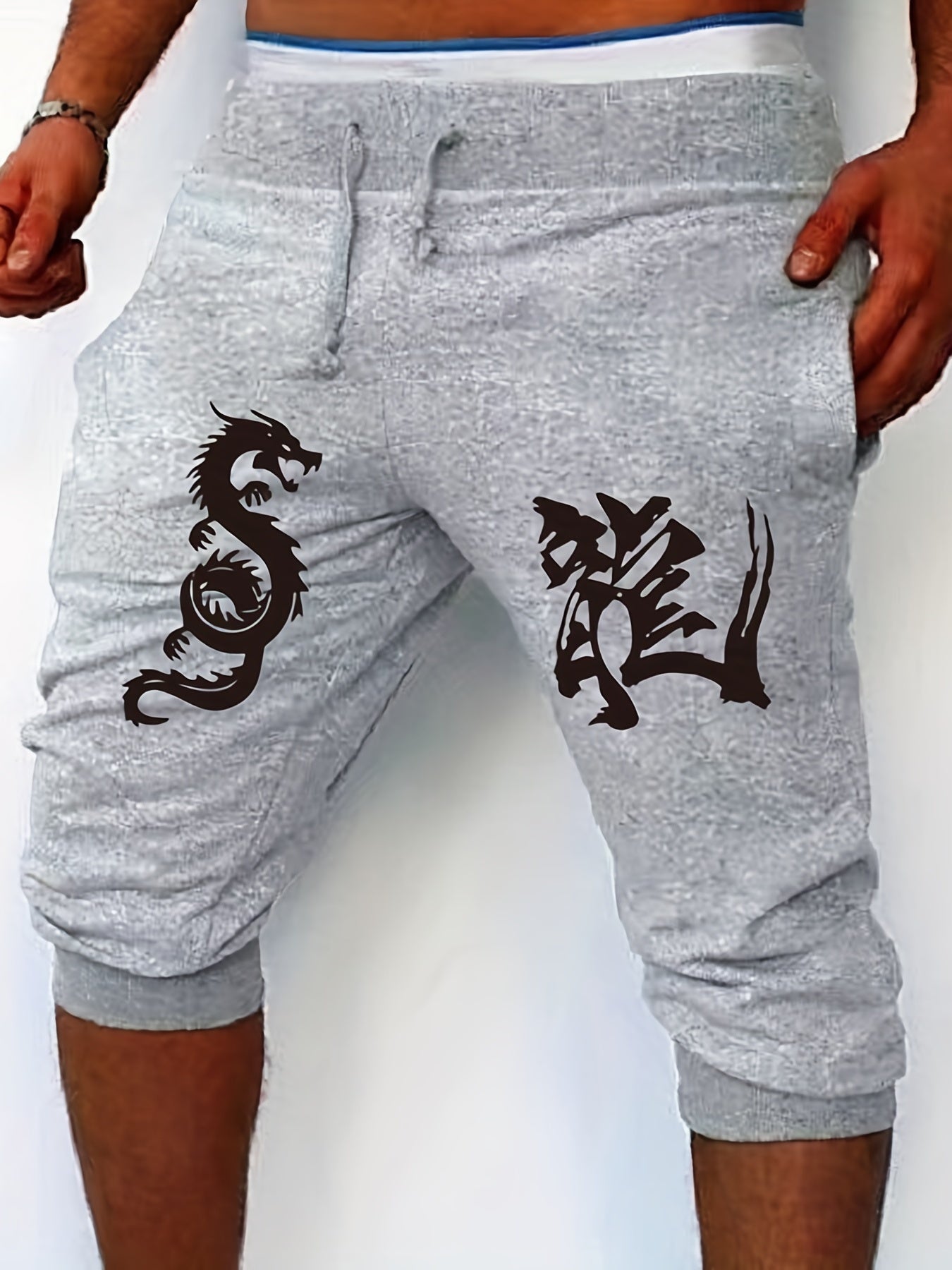 Men's Dragon Print Casual Stretch Shorts