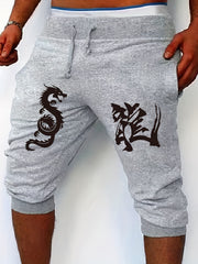Men's Dragon Print Casual Stretch Shorts