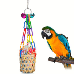 Colorful Parrot Toy Swing Chewing Toys Basket