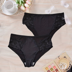 2 Pack Women's Plus Size Lace Back High Stretch Panties Set