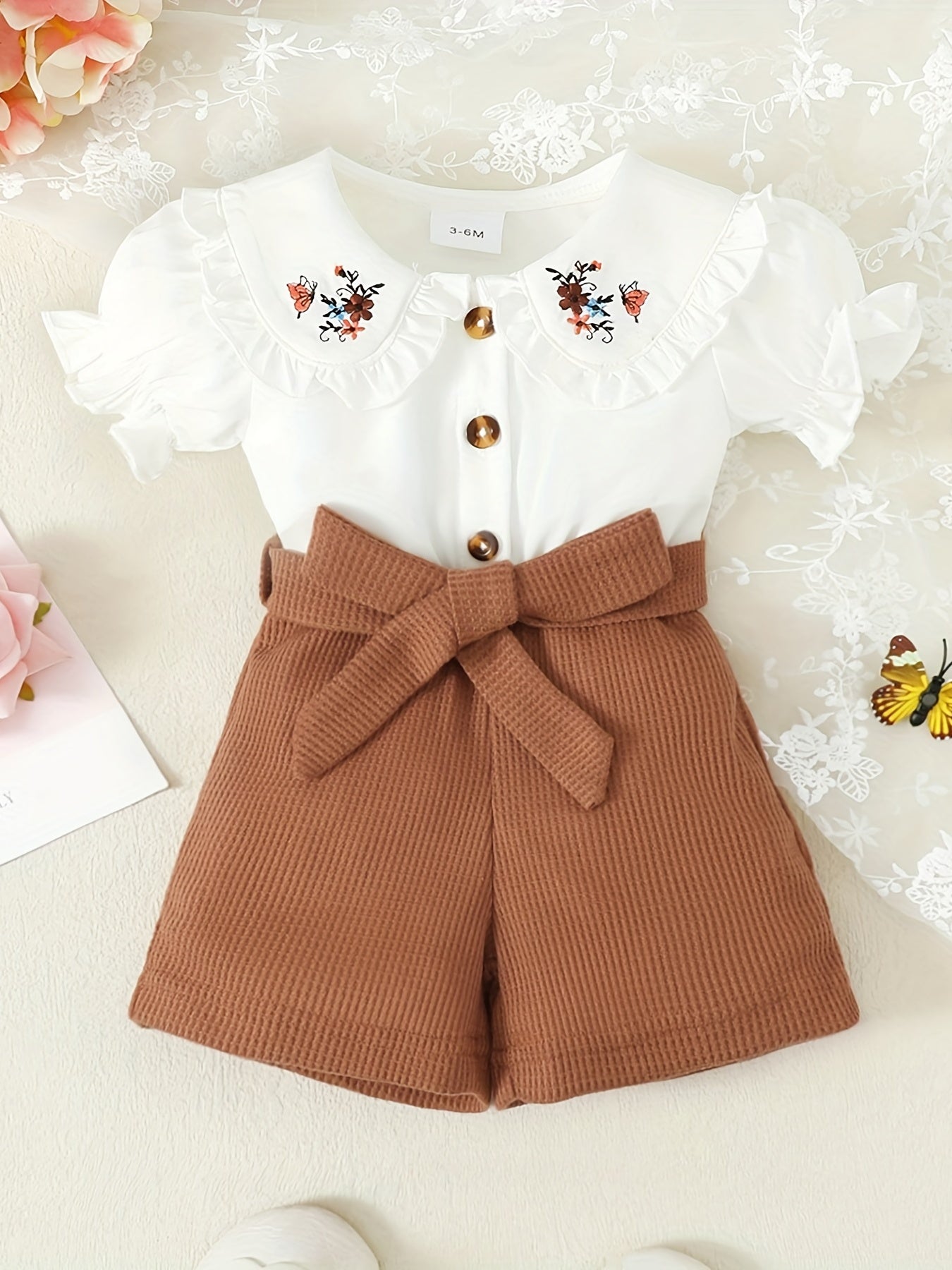 Baby Girls Flowers Puff Sleeves Romper Cute Summer Clothes