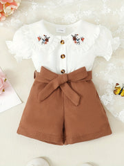 Baby Girls Flowers Puff Sleeves Romper Cute Summer Clothes