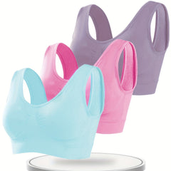 3pcs Wireless Sports Bras Comfy & Breathable Workout Tank Bra