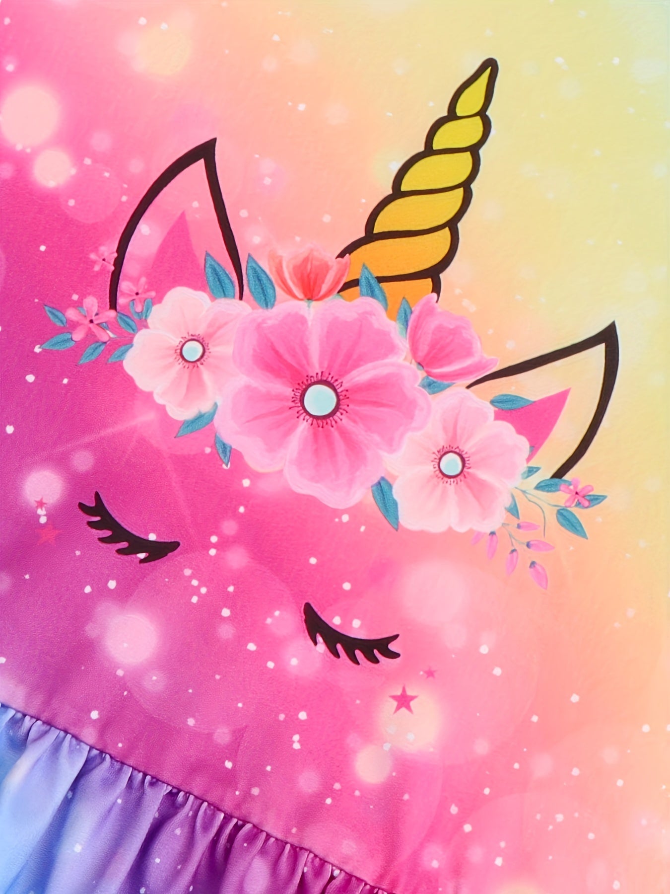 Unicorn Tie Dye Graphic Long Sleeve Dress Girls