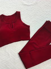 Women's Solid Yoga Set Sleeveless Sports Bra & Leggings