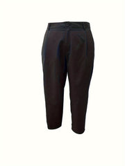 Solid Button Fly High Rise Trousers