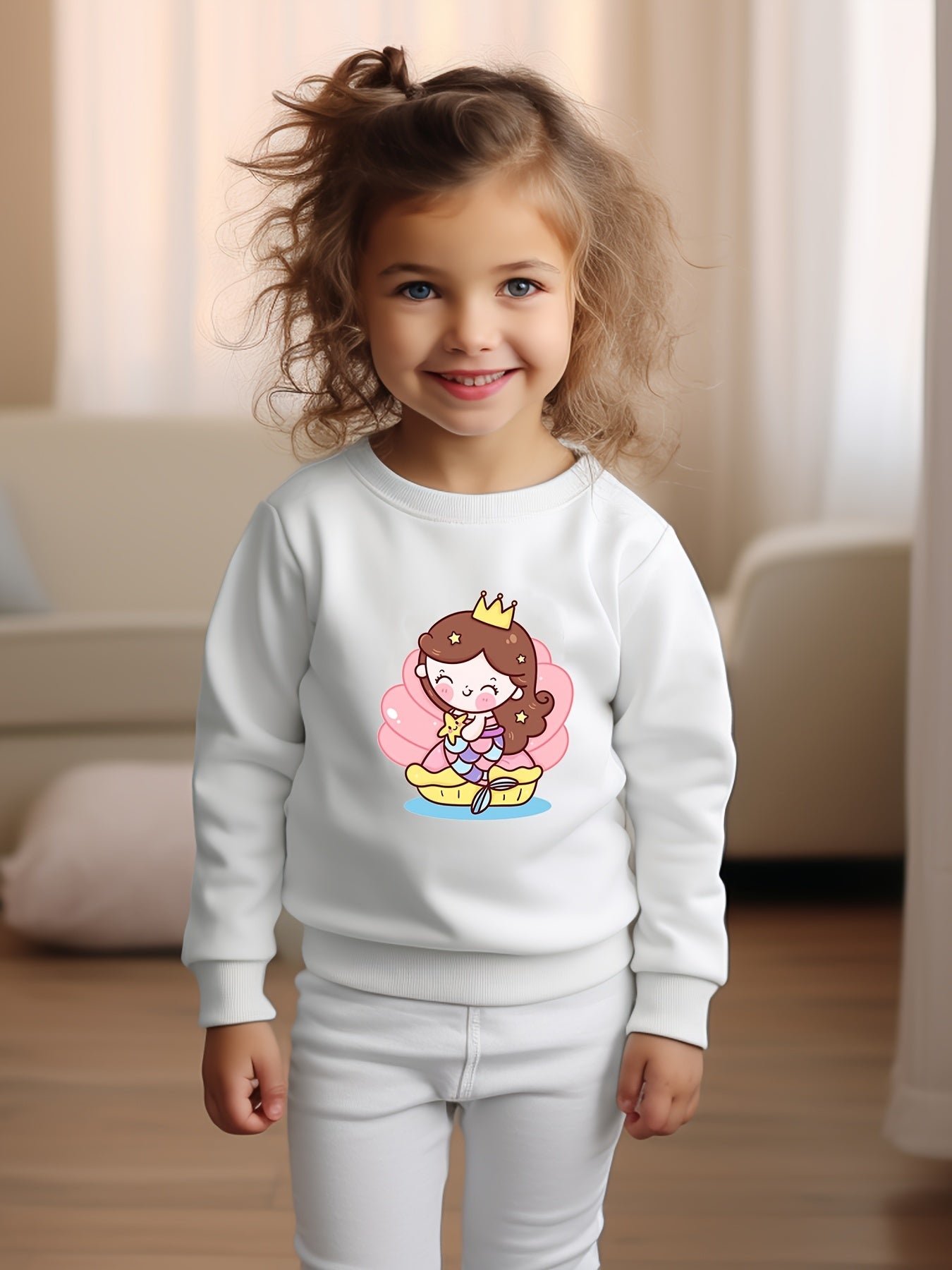 OERYUI Princess Print Crew Neck Pullover Top Kids Clothes Spring