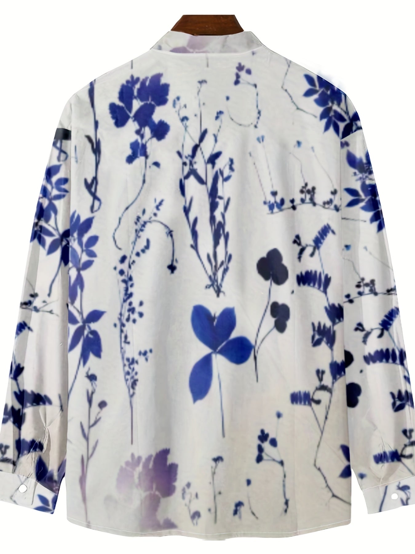 Leaf Print Men's Casual Button Up Long Sleeve Shirt