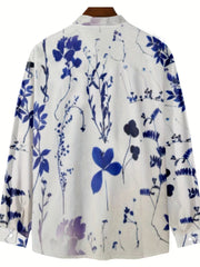 Leaf Print Men's Casual Button Up Long Sleeve Shirt