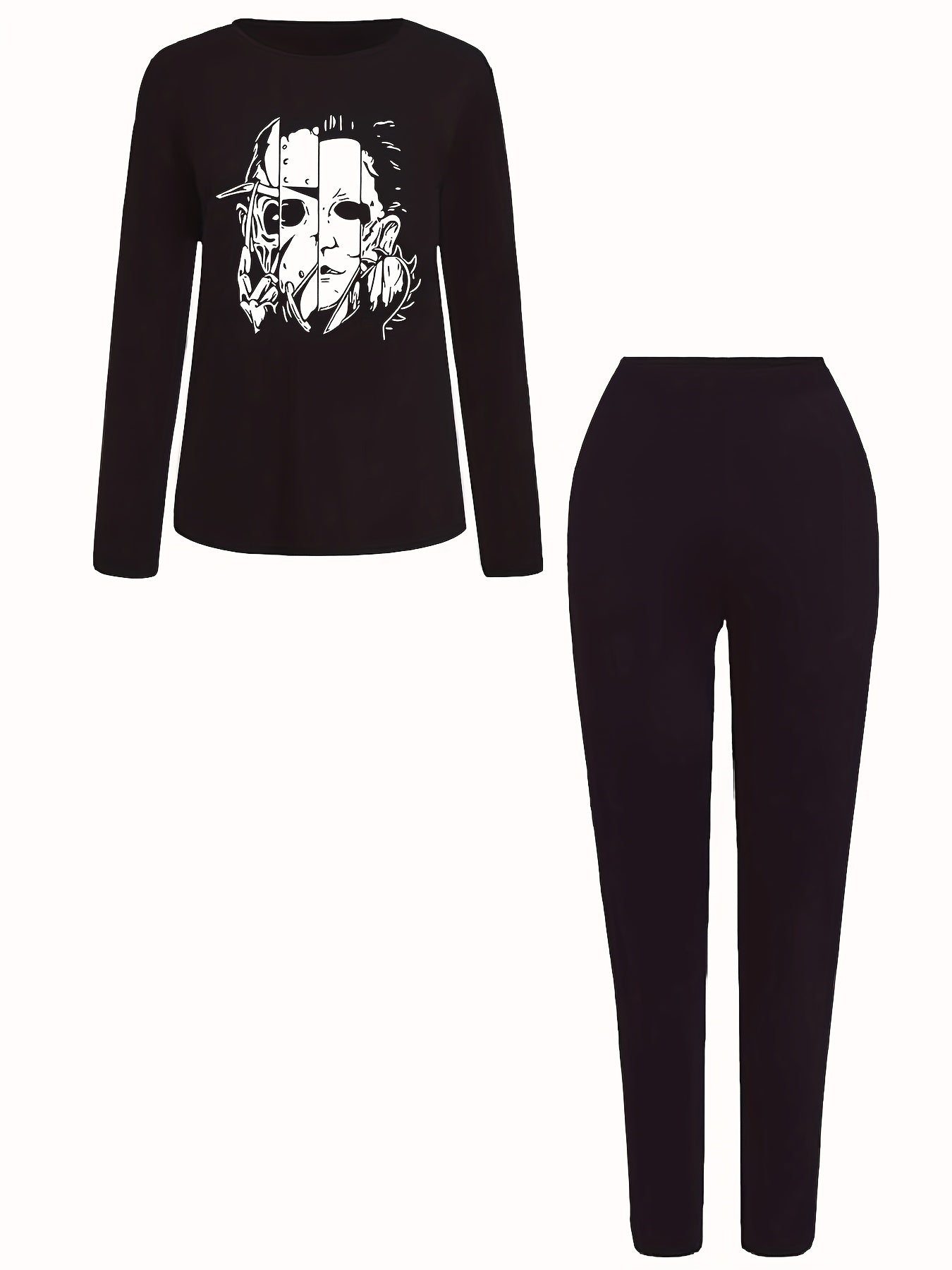 Women's Plus Size Cartoon Print Tee & Leggings Outfit Set