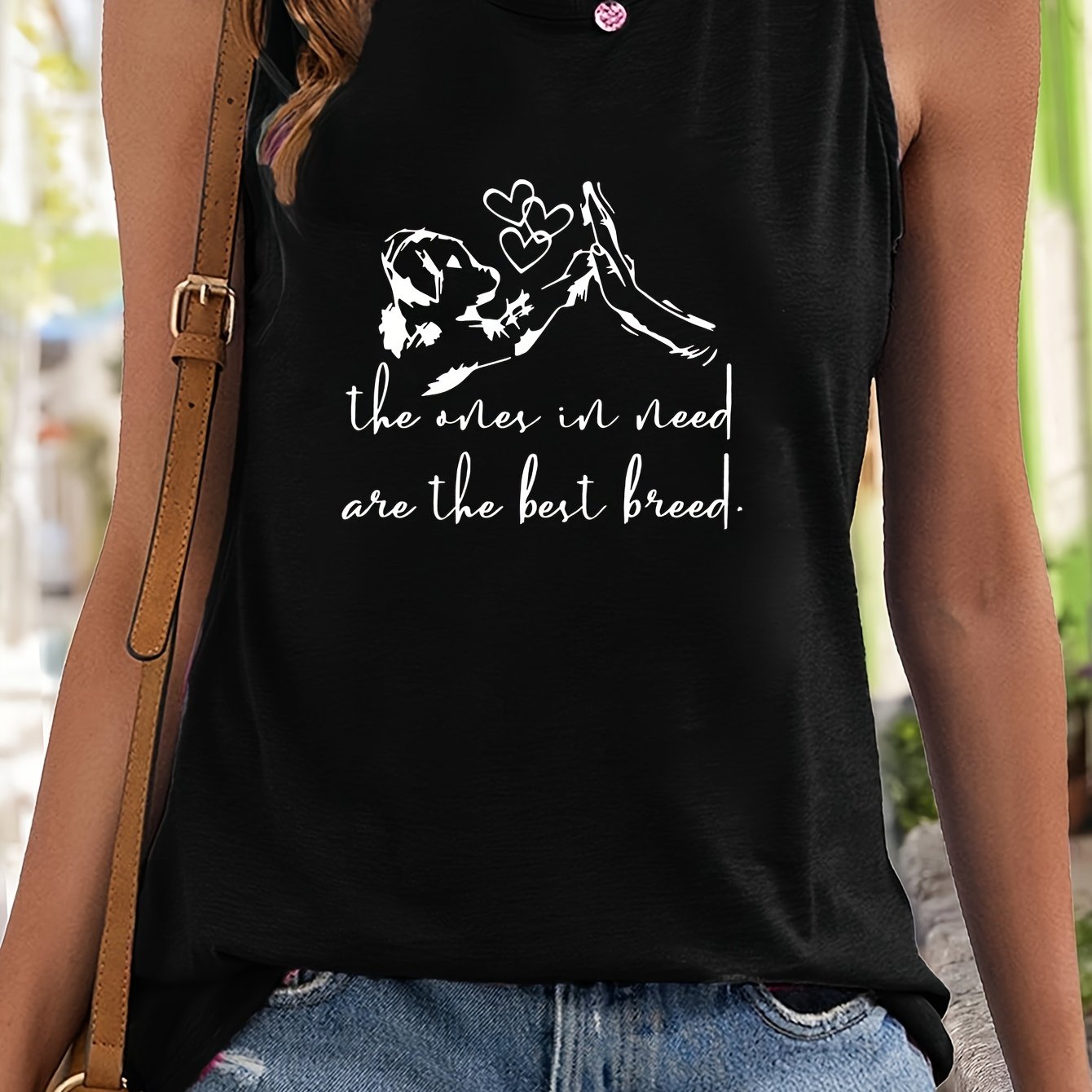 Dog Pattern Sports Vest Round Neck Sleeveless Top