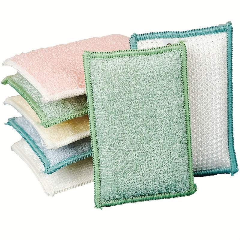 3pcs Bamboo Fiber Double Sided Sponge Towel for Kitchen Cleaning
