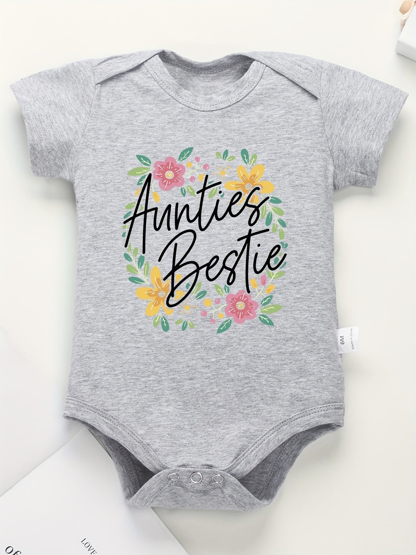 Floral Pattern Cotton Baby Onesie Soft Round Neck Romper