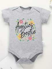 Floral Pattern Cotton Baby Onesie Soft Round Neck Romper