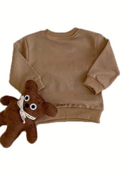 Kids Round Neck Sports Top HEY CUTIE Print Pullover Sweatshirt