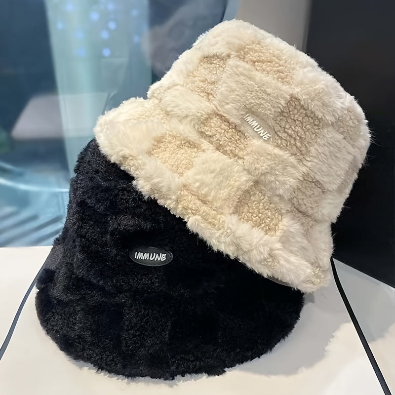 Winter Bucket Hat Fluffy Casual Warm Fisherman Hats For Men Women