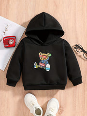 Bear & Letter Print Baby's Casual Hooded Sweatshirt