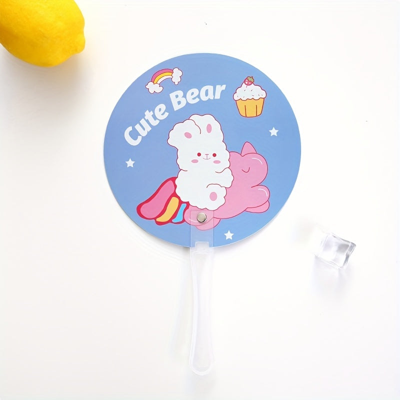 3pcs Cartoon Handheld Fan Summer Creative Round Fan