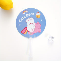 3pcs Cartoon Handheld Fan Summer Creative Round Fan