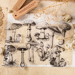 20PCS Plant Flower Mushroom Vintage Stickers Scrapbooking DIY Material Paper