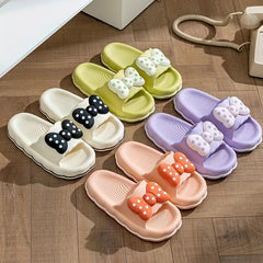 Women's Polka Dot Bow Slides Soft PVC Home Cloud Shoes