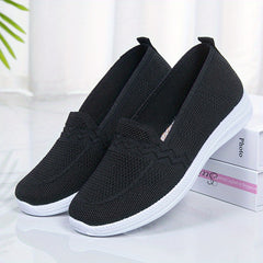 Women's Knit Flat Shoes Comfortable Low Top Slip On Casual Walking Shoes