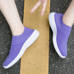 Women's Purple Slip on Walking Shoes Breathable Flat Shoes