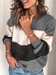 Colorblock Long Sleeve Round Neck Jumper