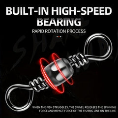 50pcs Barrel Swivel High Speed 8 Ring Fishing Connector Accessories