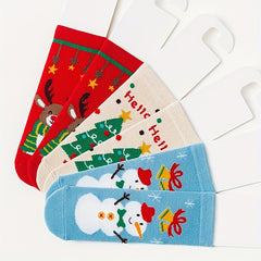 Christmas Socks For Kids Cartoon Snowman Tree Pattern Holiday Socks Boys Girls